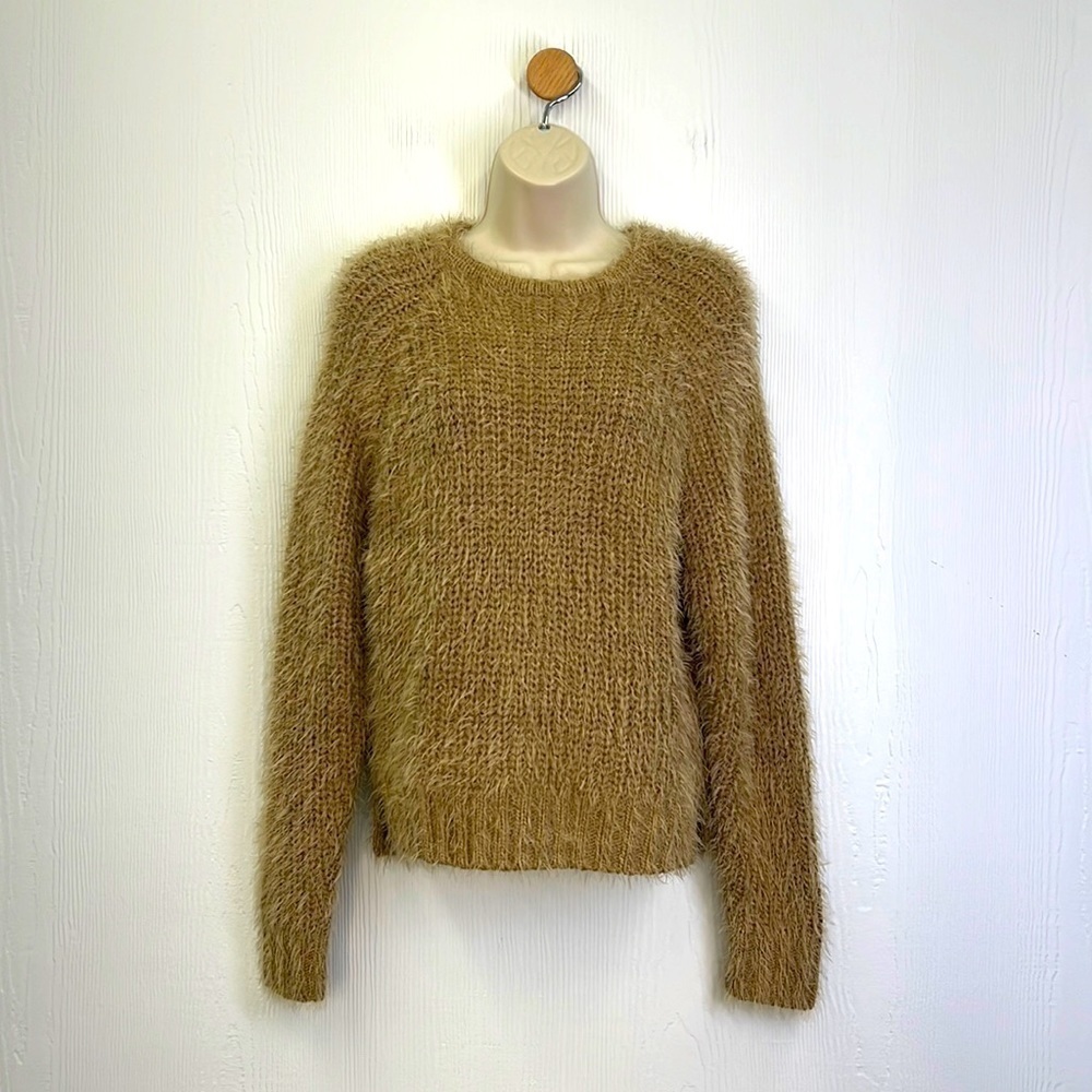 Lush - NWT Soft Fur Like Tan Long Sleeve Sweater Size Small